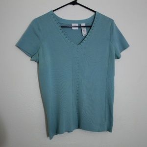 Emma James blue knit pullover sweater size M.